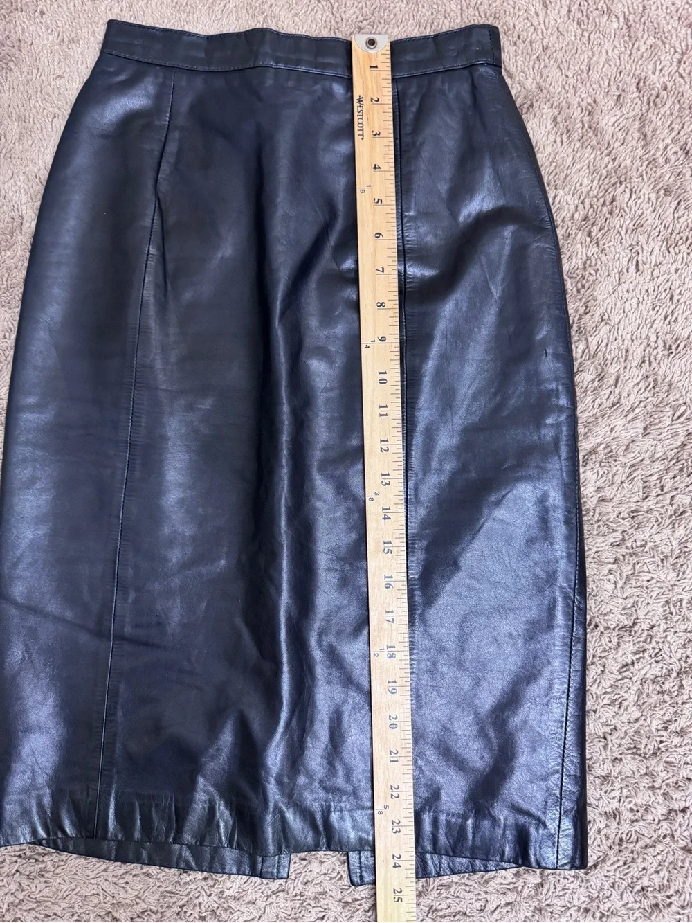 Vtg Wilsons Leather Maxima Black 100% Leather Pencil Skirt High Waist 90s size 4